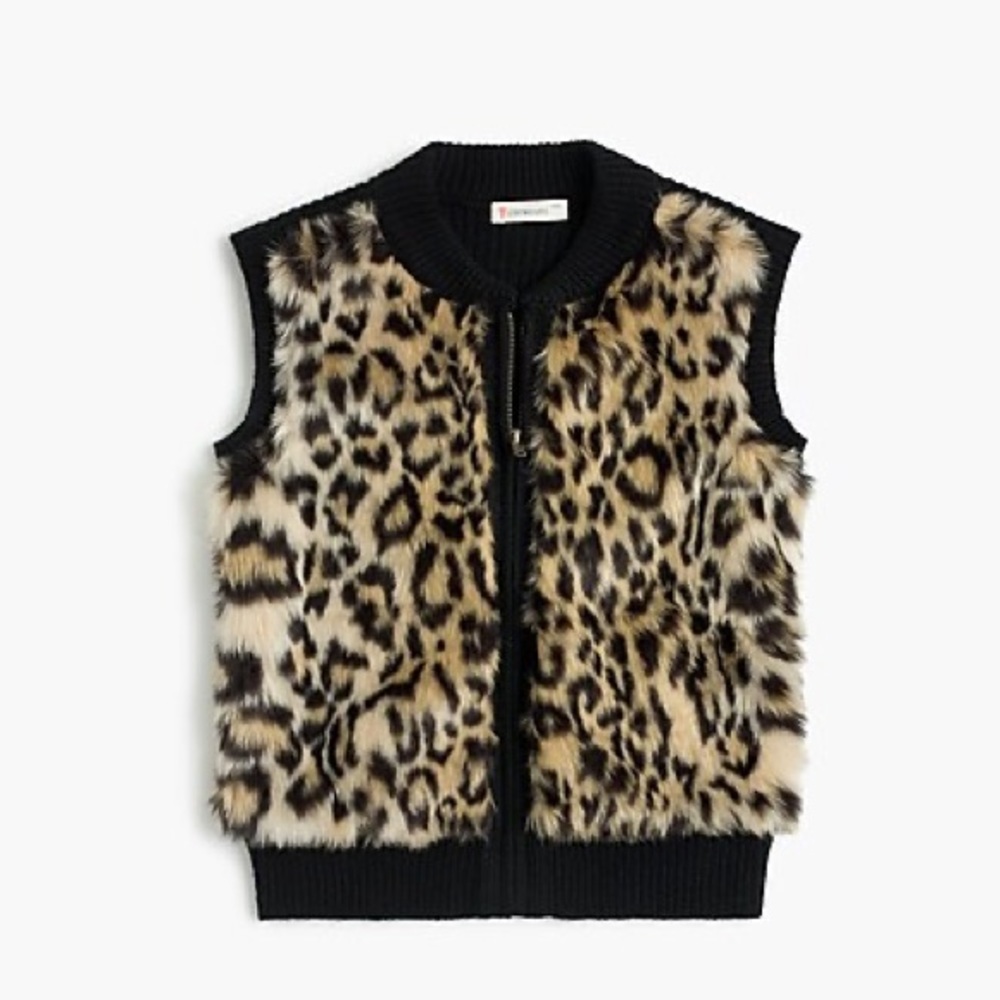 Crewcuts leopard faux fur vest